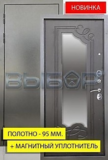 Дверь метал. "Ольга 3К" с зеркалом, антик серебро (венге) 860 L