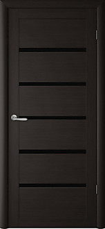 Полотно остекленное Эко-шпон Вена темный кипарис стекло черное 900