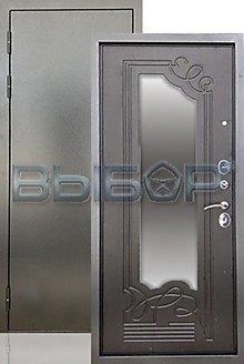 Дверь метал. "Ольга 3К" с зеркалом, антик серебро (венге) 860 R