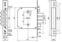 Замок врезной сувальдный с защелкой 3В9-6 правый