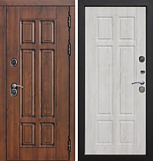 Дверь метал. "Аккорд 3К" с зеркалом, 2з.,МДФ10мм Ясень графит/МДФ12мм Лиственница выбел. 960 L